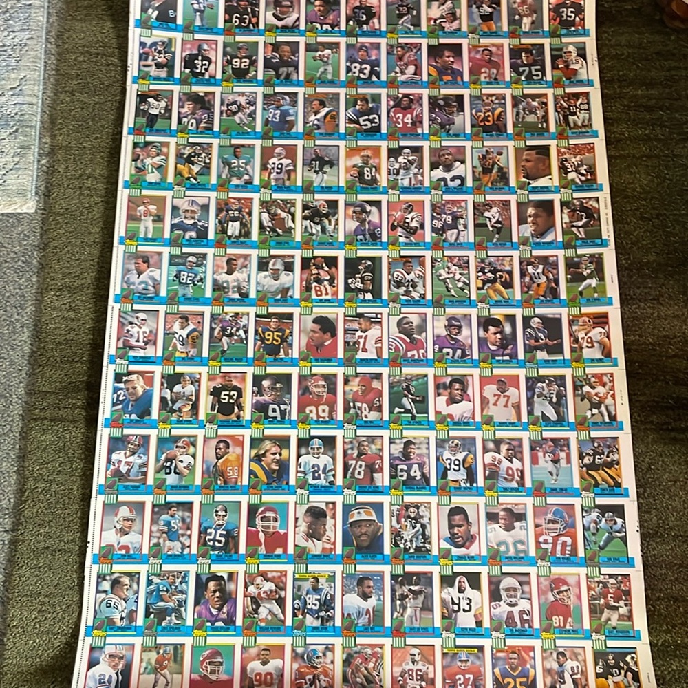 Vintage 1990 Topps FOOTBALL Uncut Sheet.